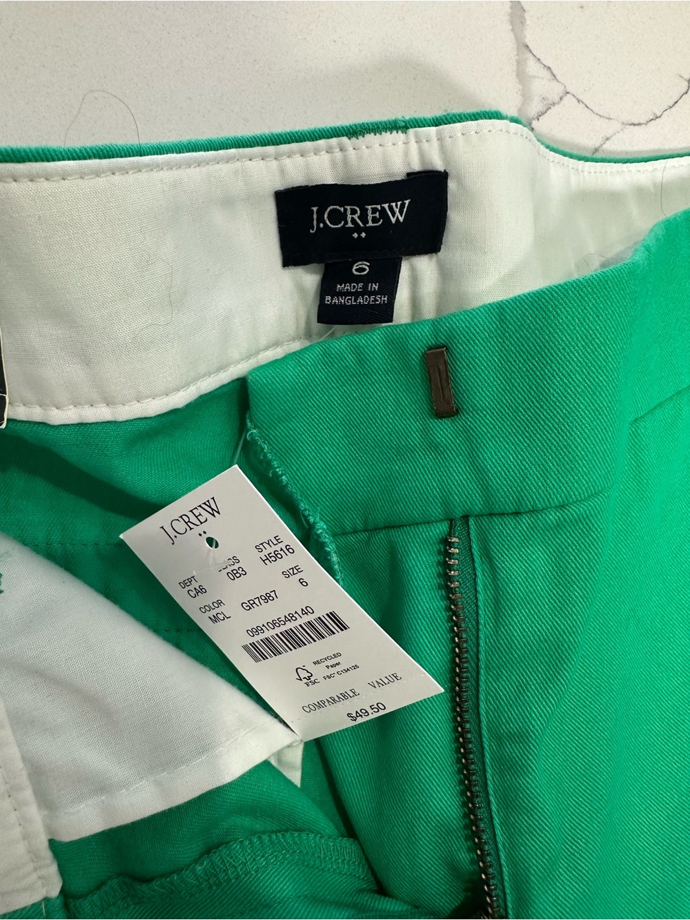 J. Crew Bright Green Women's Cotton Blend Bermuda Shorts - Picture 3 of 3